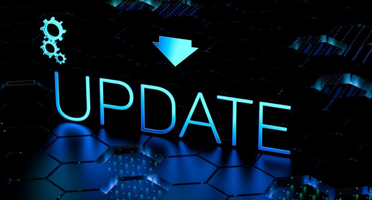 black and white background with "update" written in front of it