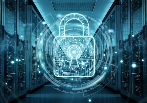 image of a padlock in front of servers