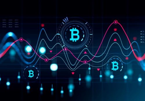 a graph depicting with bitcoin symbols

