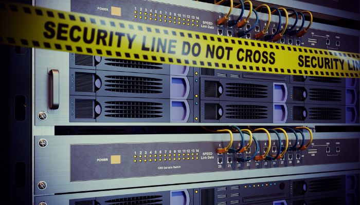 security tape over a server