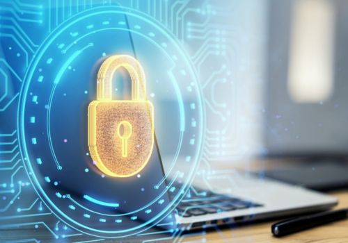 gold lock over a blue background 